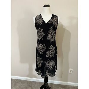 Lapis women Dress Silk Black Floral size S
